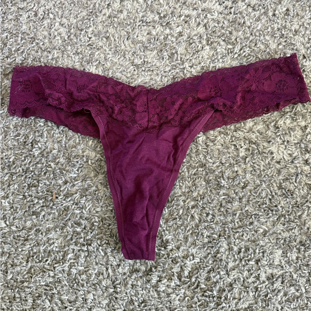 🏷️NWT Victoria’s Secret Lace Trim Burgundy Thong size XL